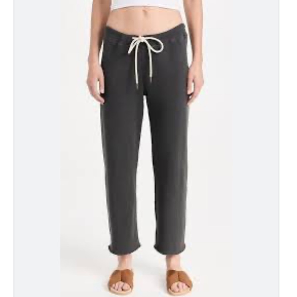 The GREAT The Wide Leg Cropped Sweatpants Medium Raw Hem Relaxed Fit Athleisure